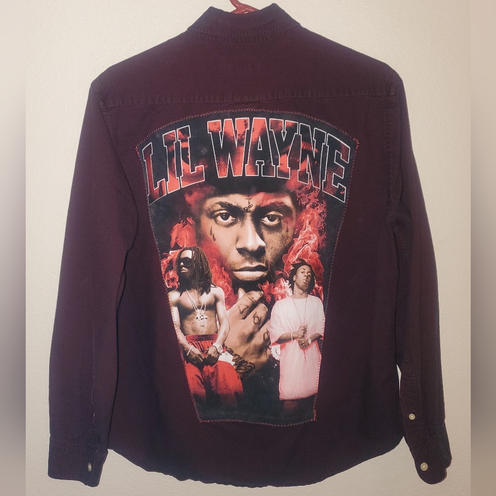 Vintage Upcycled Lil Wayne Patchwork Button-up Shirt
